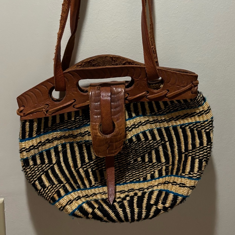 Vintage Kenya Africa Sisal Purse Bag